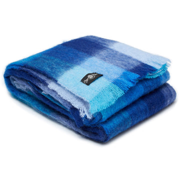 Blues Plaid Mohair Blanket