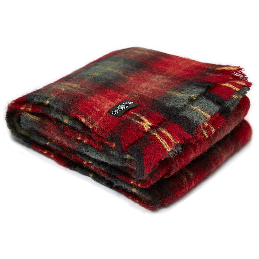 Cherry Plaid Mohair Blanket