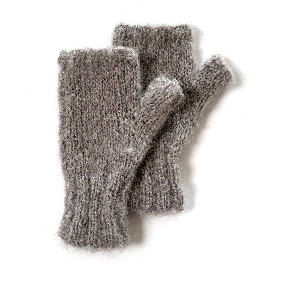 Fingerless Mohair Mittens/Gloves - Light Grey