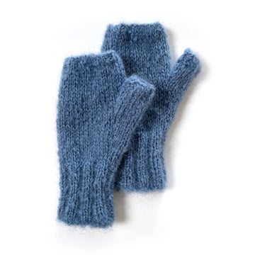 Fingerless Mohair Mittens/Gloves - Light Blue