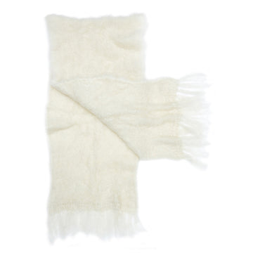 Cream fluffy mohair shawl by Adeles mohair made in South Africa for the Mohair Mill Shop