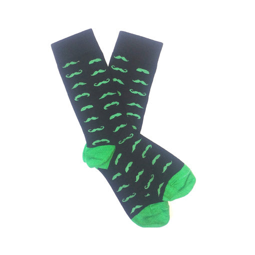 Old School Sock Co | MOustache socks reload | Black & Green